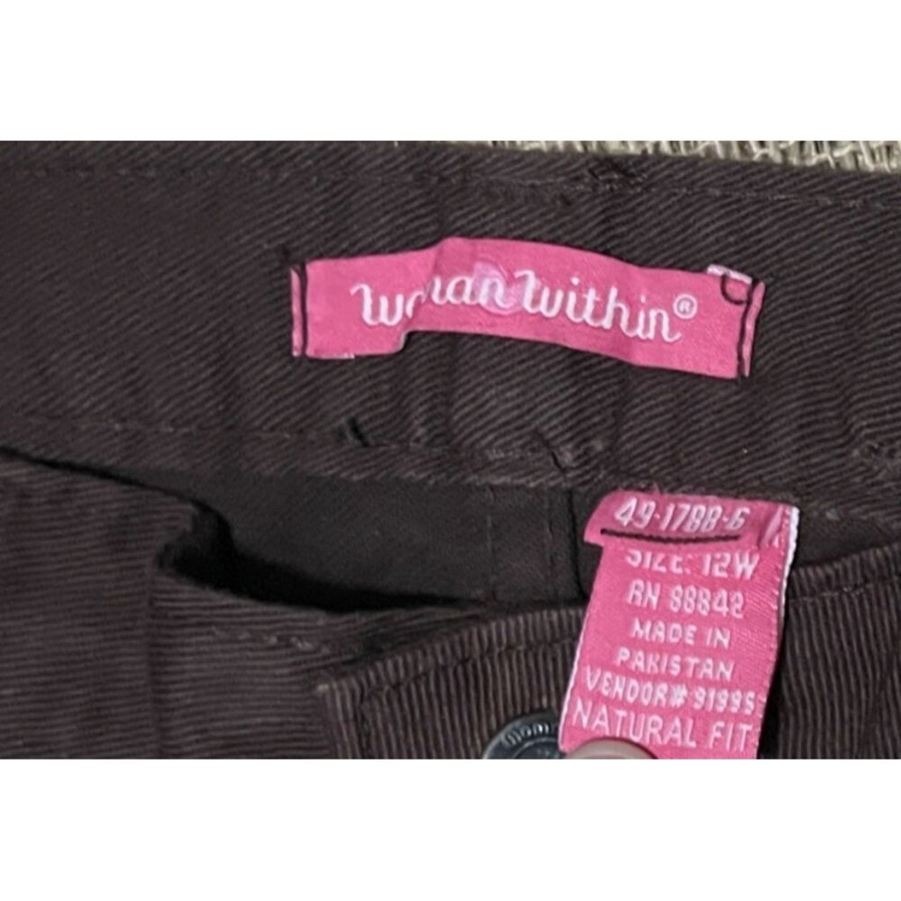 Woman Within NWOT Perfect Relaxed Cotton Jean Sz 12 Wide Brown - Picture 16 of 16
